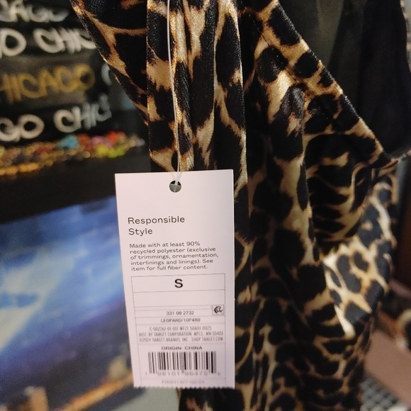 Wild Fable Sleeveless Animal Print Velour Dress, Ties Around Neck. Size Small - Picture 5 of 7